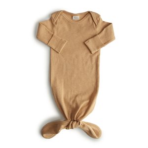 Mushie Ribbed Knotted Baby Gown Mustard Melange